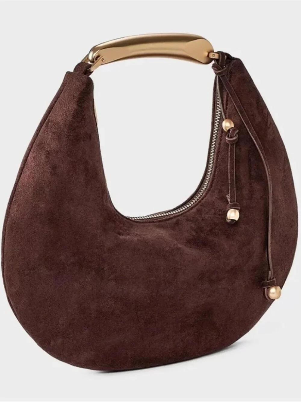 NEW Metal Handle Crescent Saddle Handbag - A New Day™ Brown